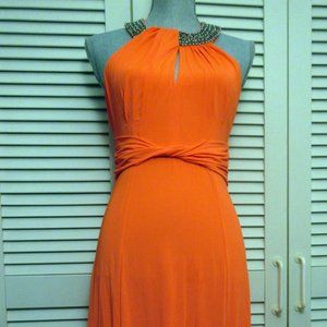 Arc&Co Orange gown/long dress with beaded neckline